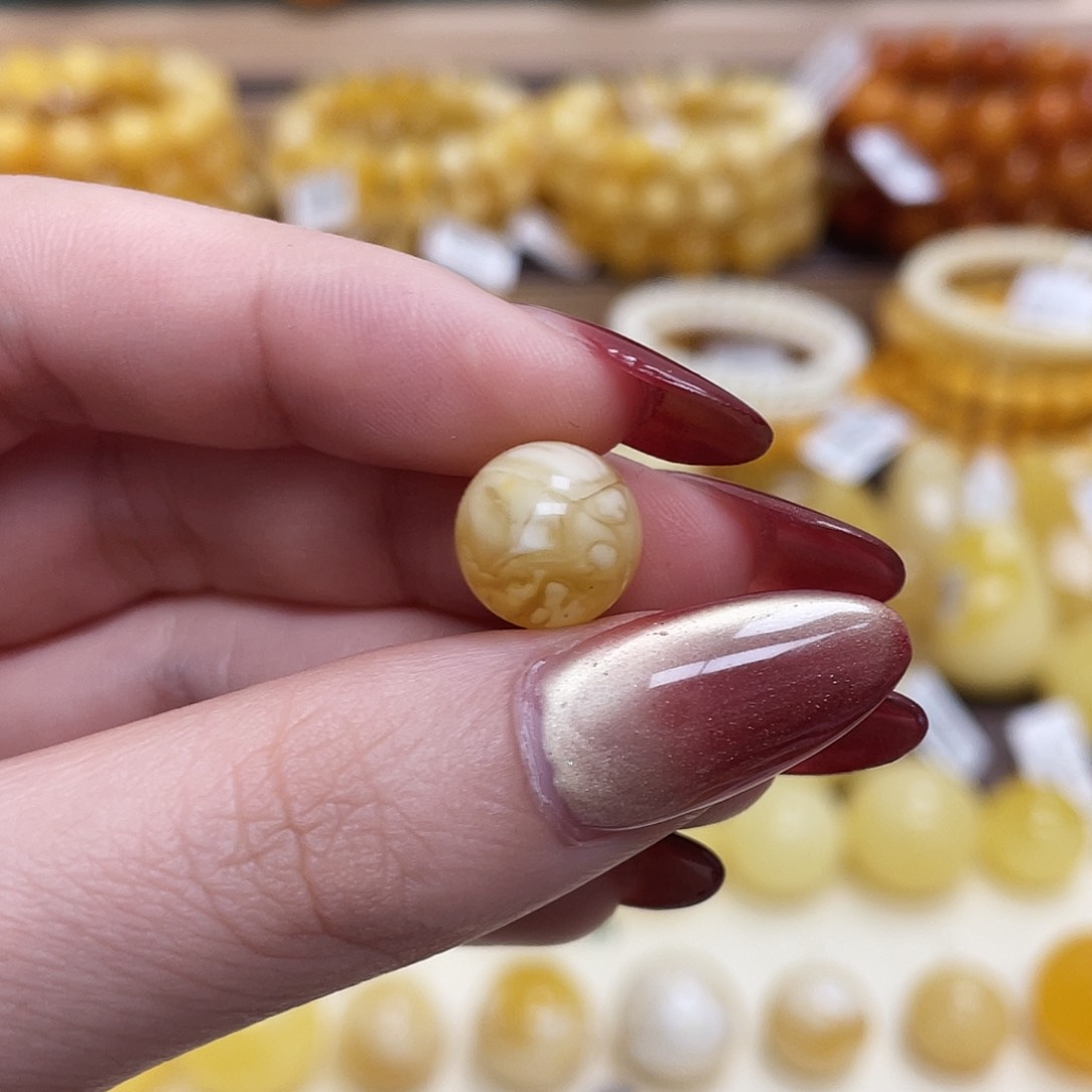 蜜蜡未镶嵌珠宝奇石11.3mm妖花圆珠 瑕 福利