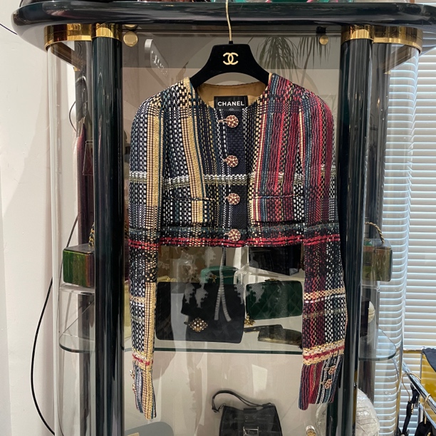 95新 Chanel/香奈儿 15A迪拜系列红棕色花呢外套34码