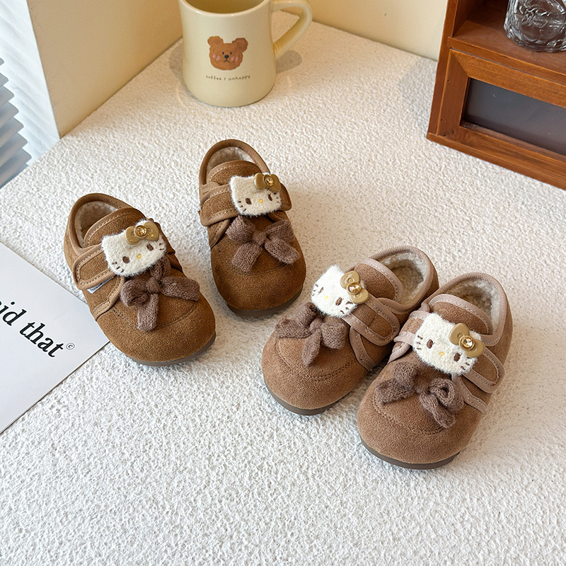 22-33儿童棉鞋2025冬新款女童鞋子二棉加绒卡通豆豆鞋勃肯鞋洋气