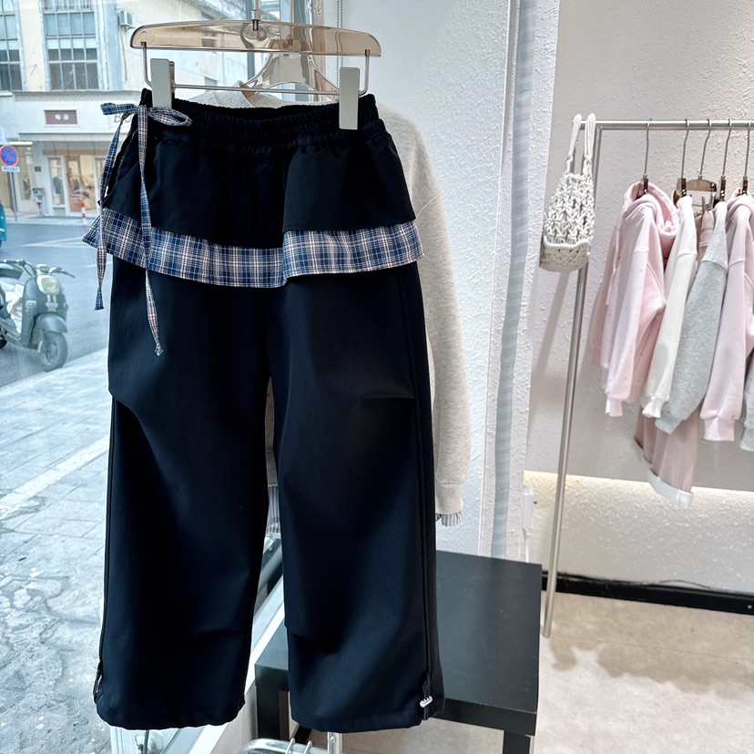 Alice•25冬~两色 双层拼布加绒休闲裤85823