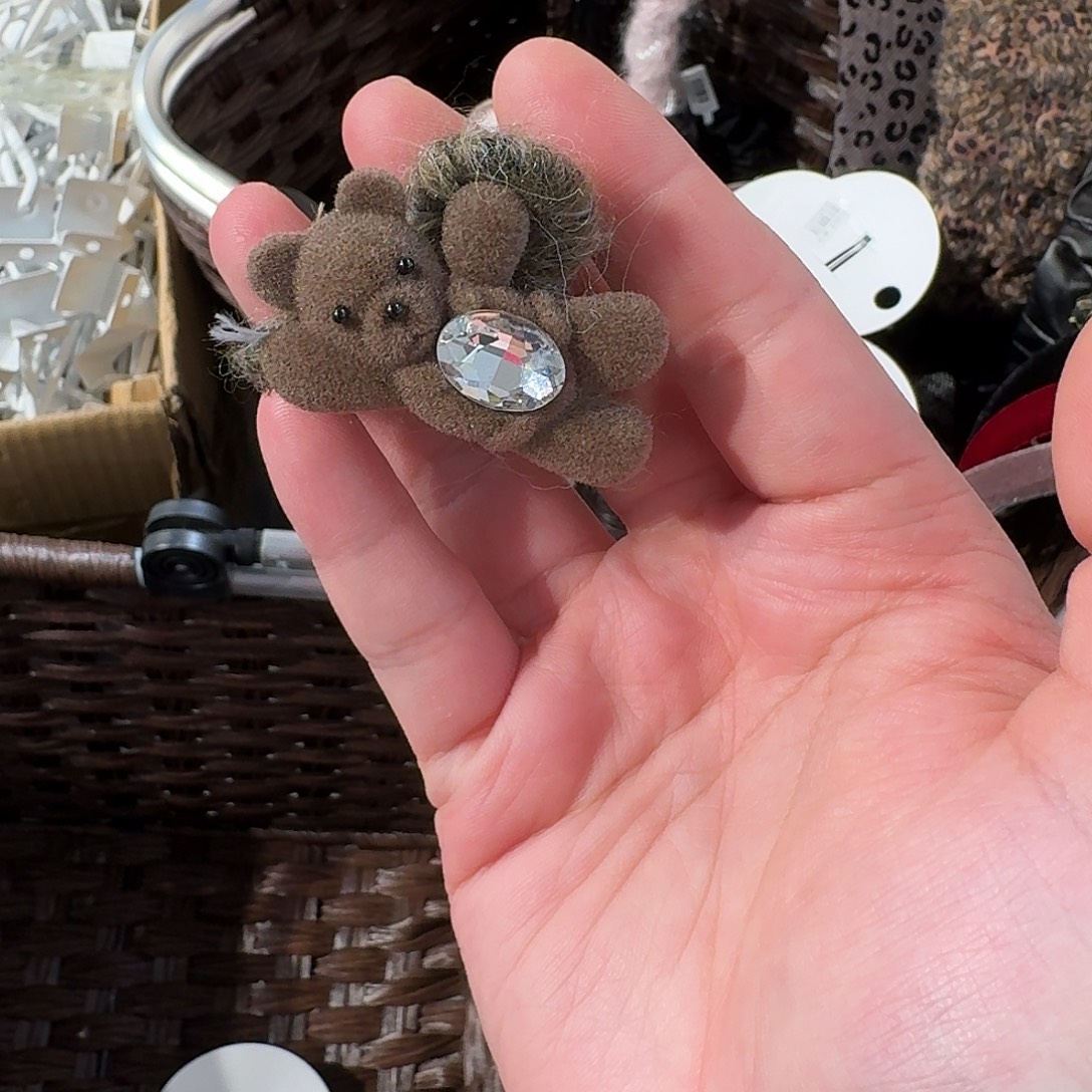 非金属小熊毛线刘海夹