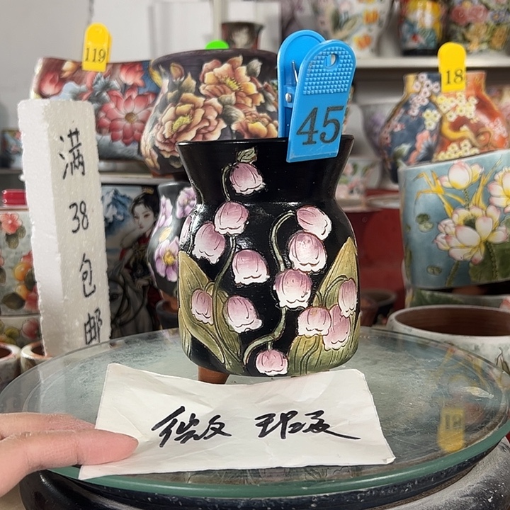 满38包邮 景德镇幸运花盆