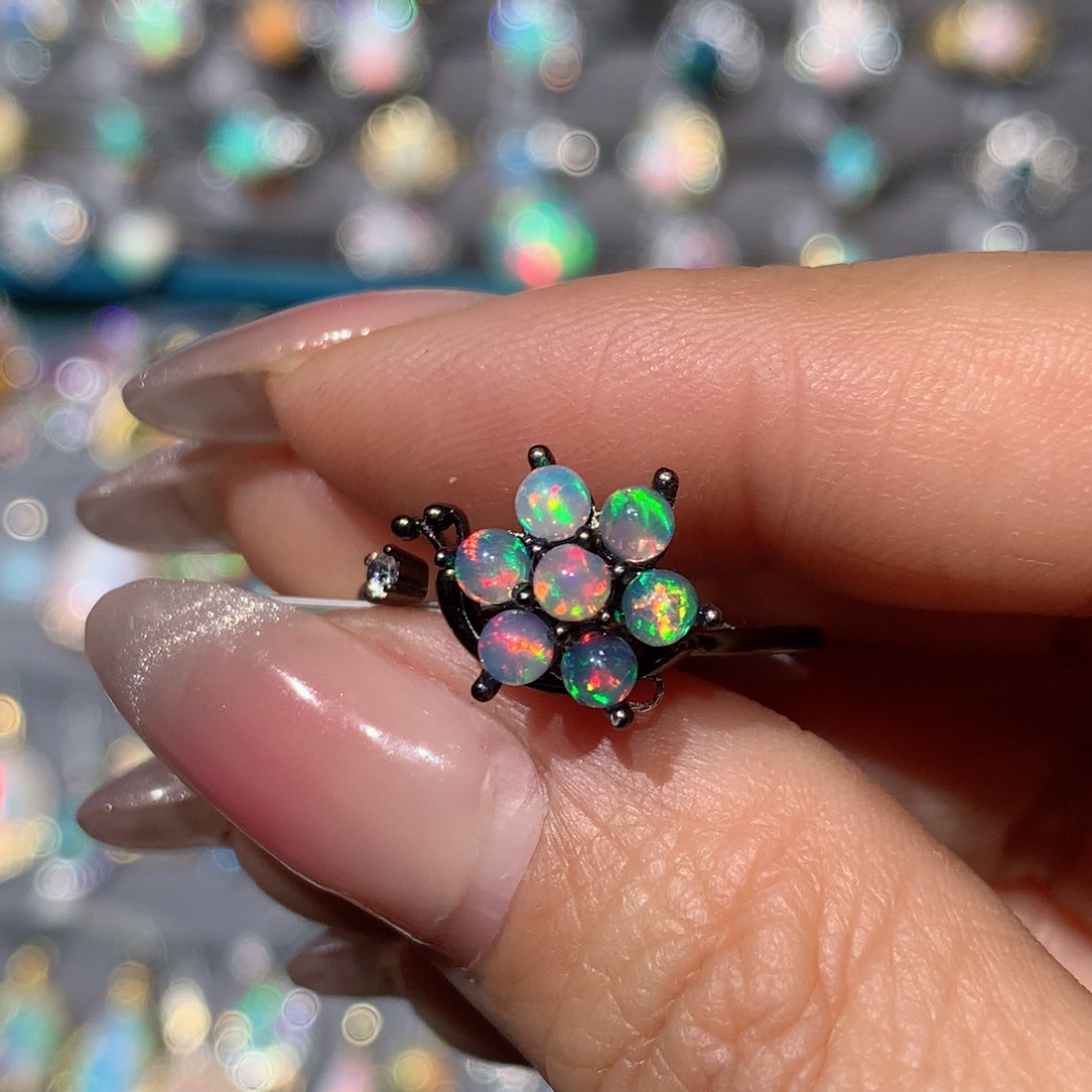 欧泊福利戒指银S925镶嵌