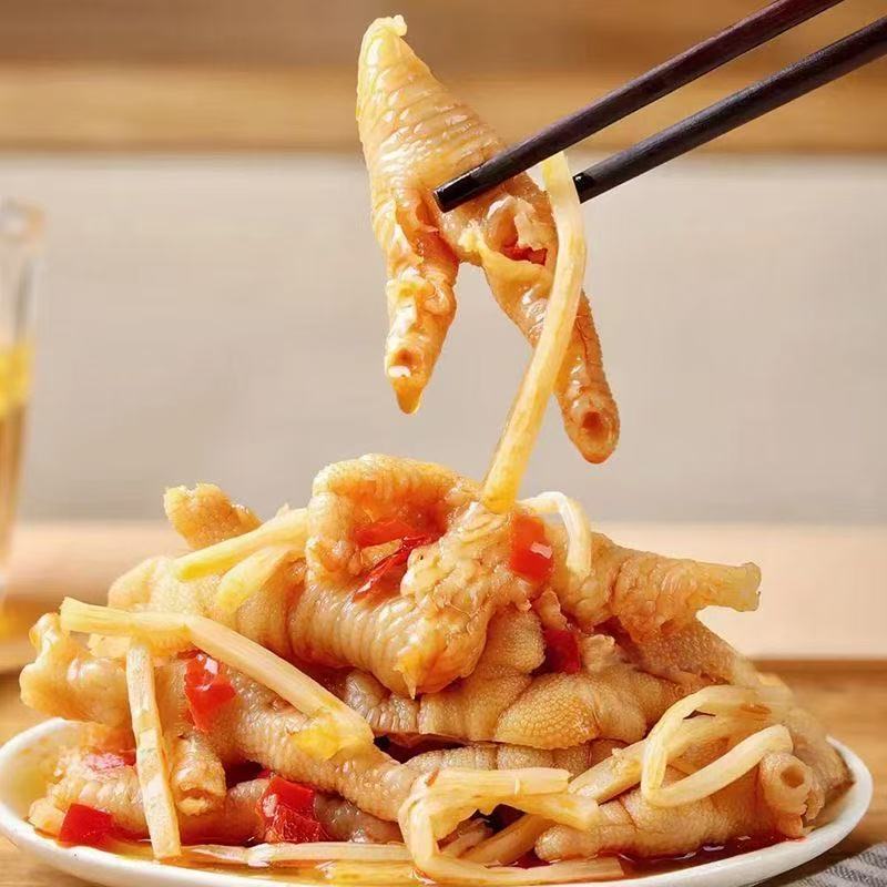 柠檬酸辣去骨鸡爪鸡脚筋脱骨凤爪1000g休闲零食含汤汁到手2斤bei