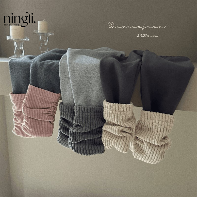 童装女童裤子秋装堆堆裤洋气儿童堆堆打底裤宝宝拼色弹力长裤NL