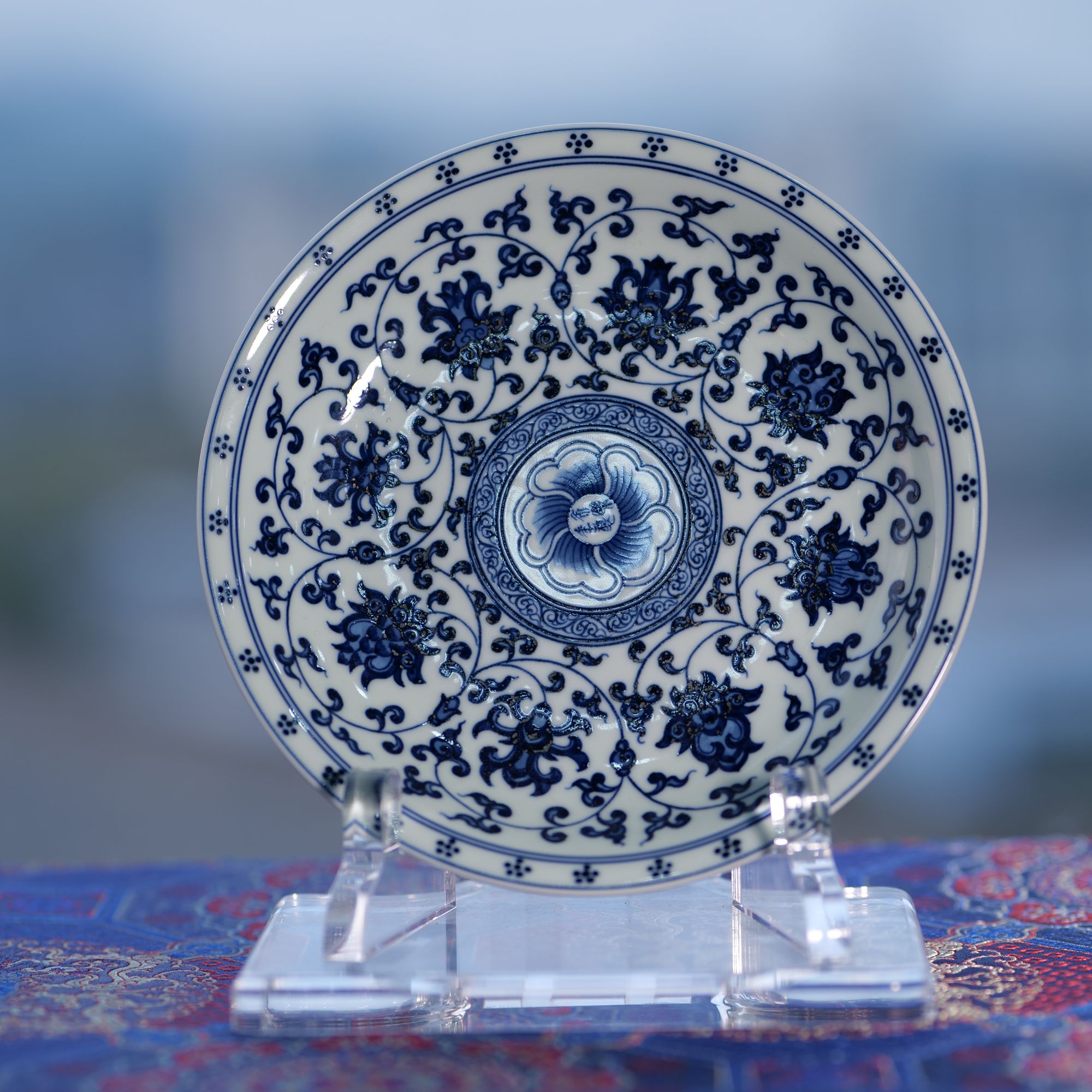 LQT0189 山怂 立勤堂青花缠枝莲壶承 茶托