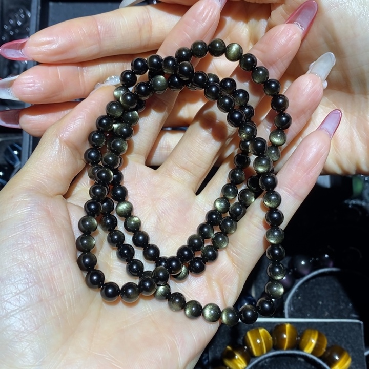黑曜岩手链未镶嵌呵*