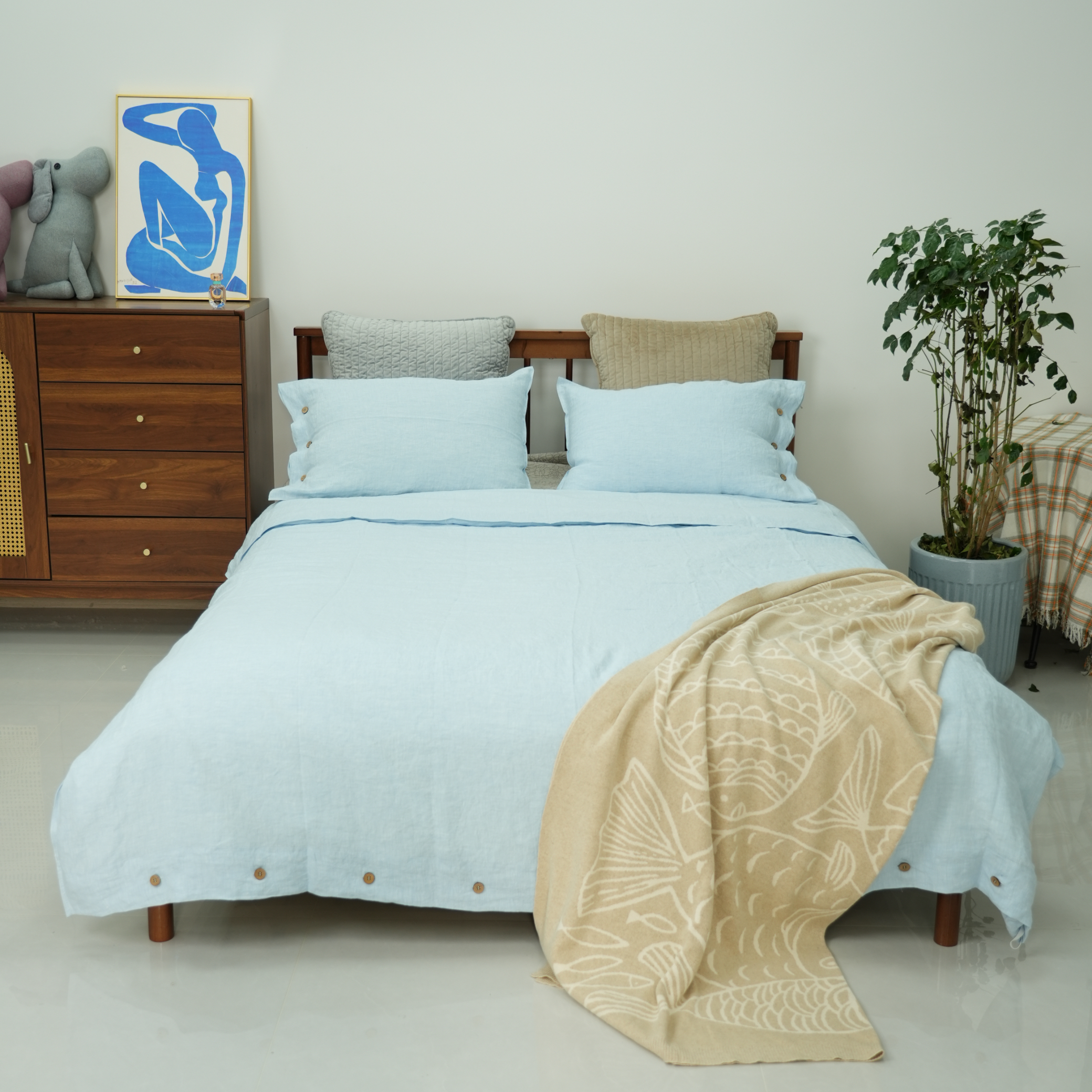 【蔚蓝】14支肌理汉麻被套三件套