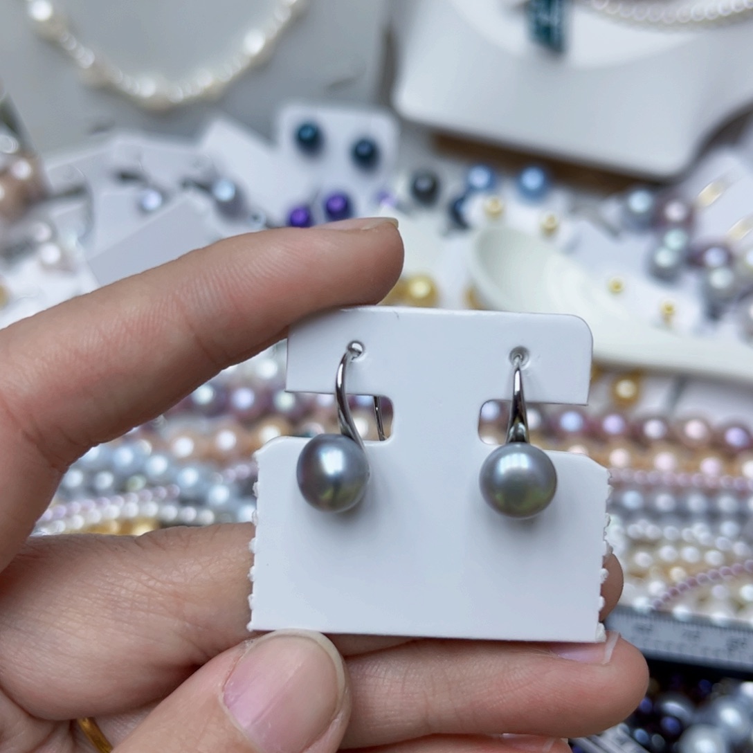 淡水珍珠耳饰银S925镶嵌