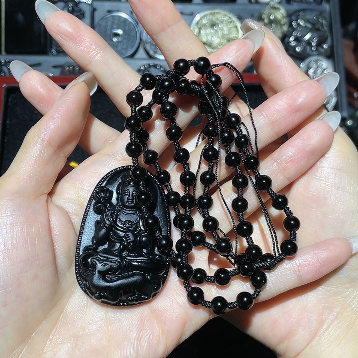 【闪购商品】未镶嵌黑曜岩套链多**少