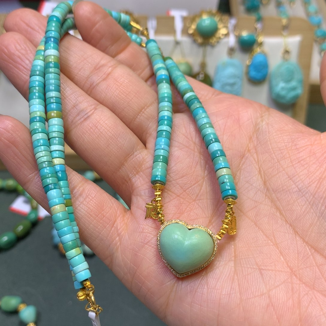 绿松石项链18K金镶嵌