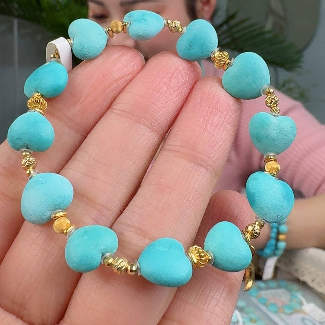 绿松石珠宝奇石18K金镶嵌