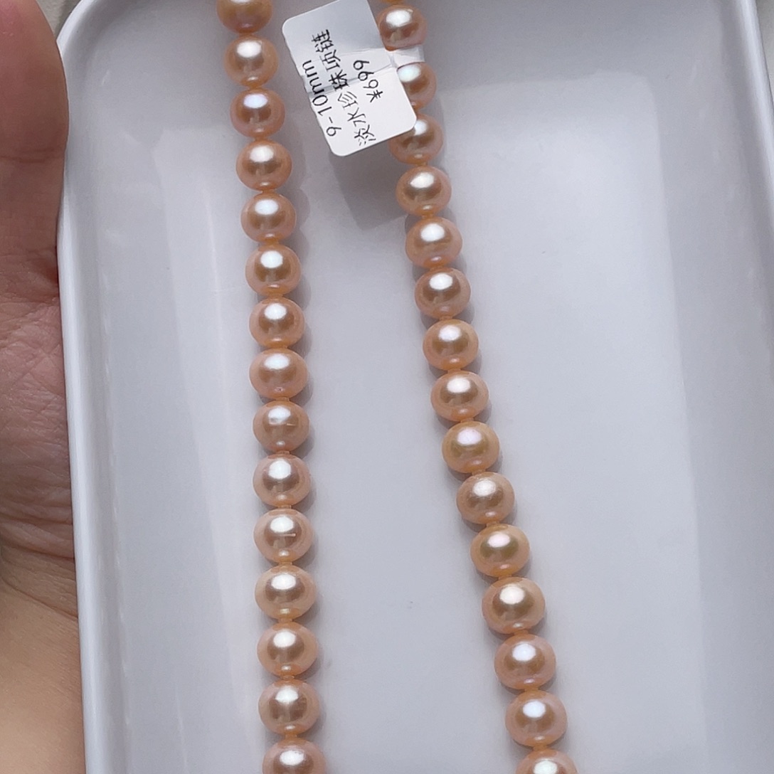 淡水珍珠颈饰银S925镶嵌9-10mm