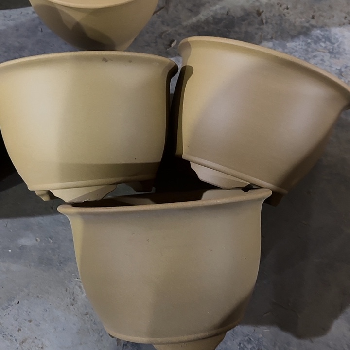 紫砂花盆大漏处理清仓一组黄段泥中号