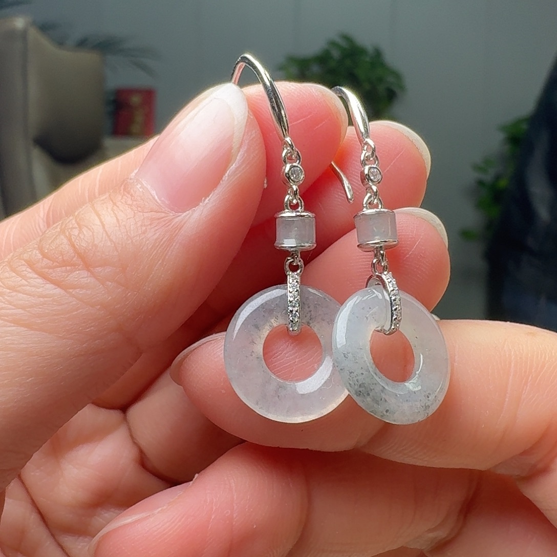 翡翠银S925镶嵌耳饰多样性发货其一