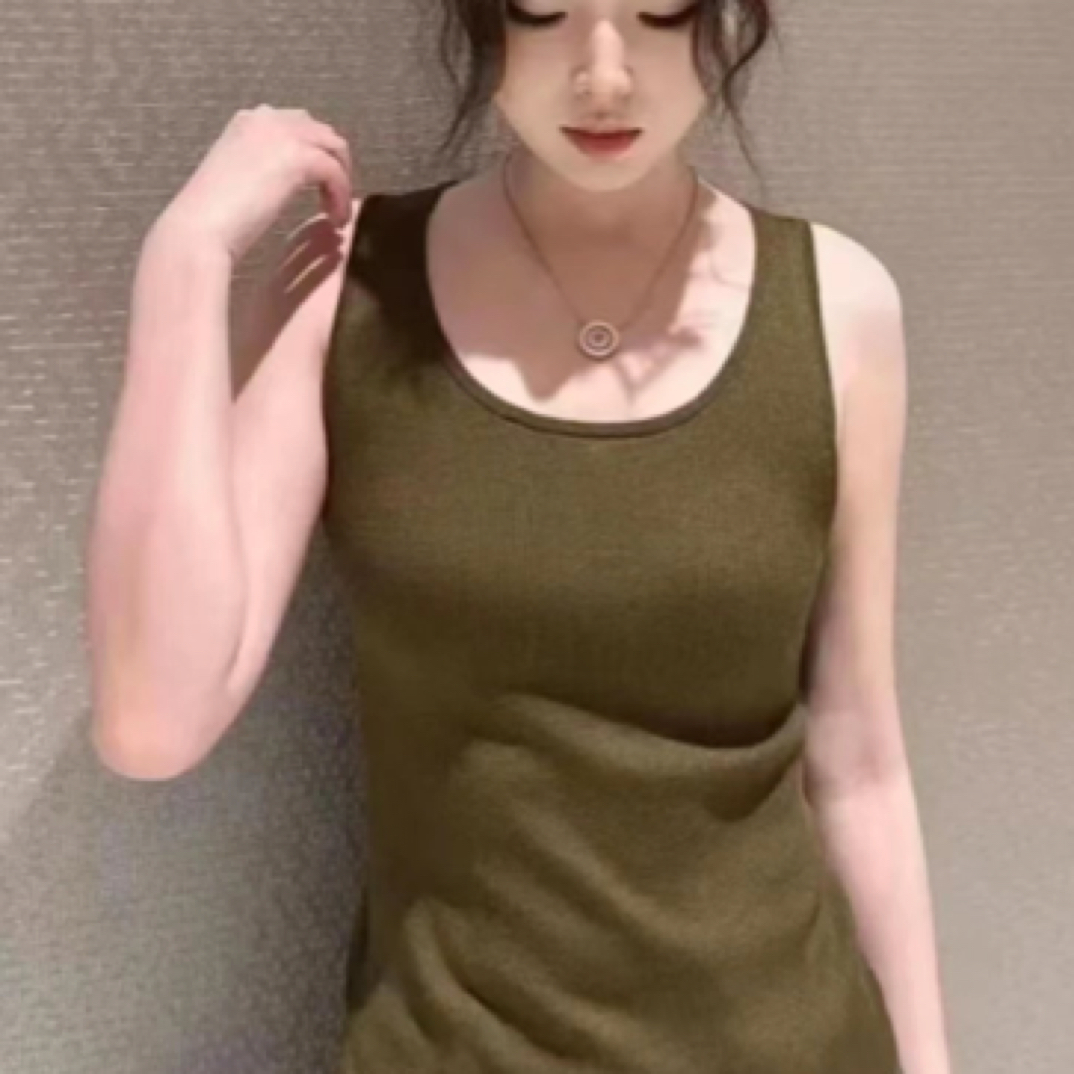 阿玛施AMASS新款时尚绵羊毛早春基础百搭纯色女背心打底  5399650