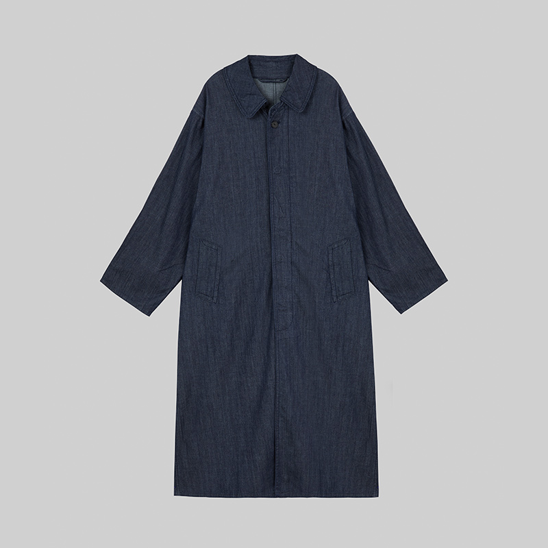 翻领牛仔衬衫式廓形风衣外套TB2N117828