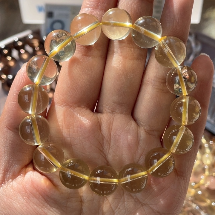 水晶手串未镶嵌纯净体黄水晶双A