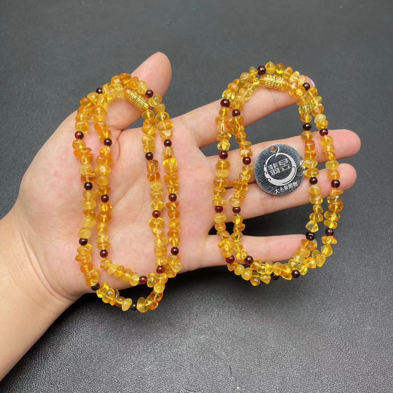 35128T01-3B15-琥珀随形项链颈饰/约68颗/-多样性发其一