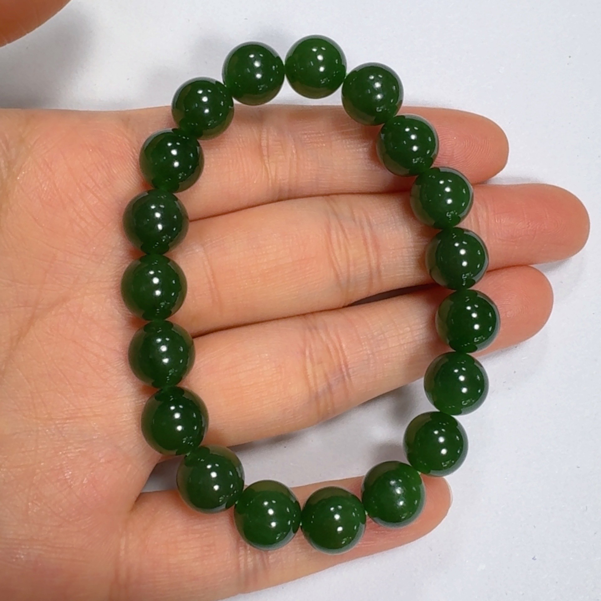 【小雅碧玉】和田玉碧玉红皮老料10mm微红皮单圈手串