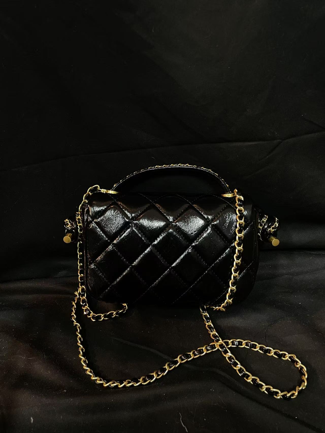 LQ-WITH-QUEEN真皮女包辫子黑色