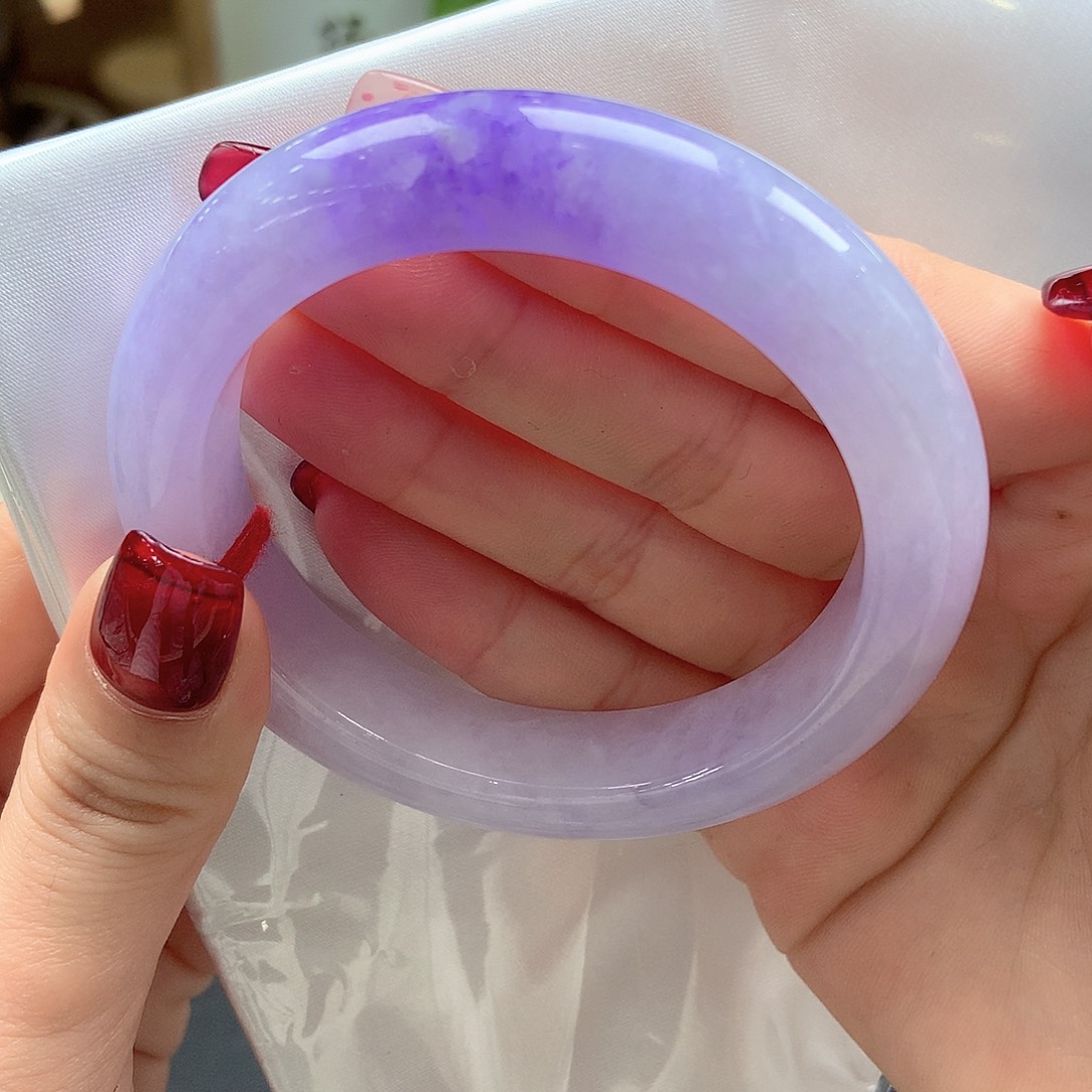 翡翠未镶嵌手镯浓郁紫罗兰21号