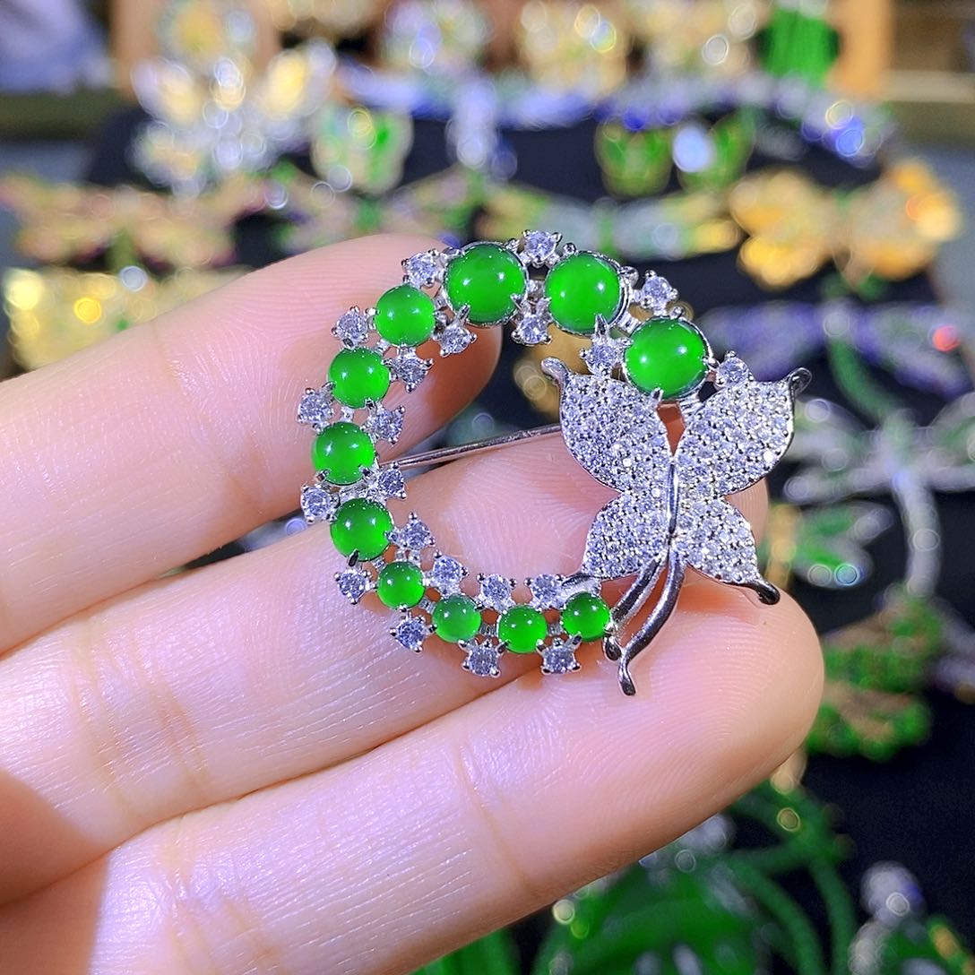 吊坠(不含链)银S925镶嵌翡翠