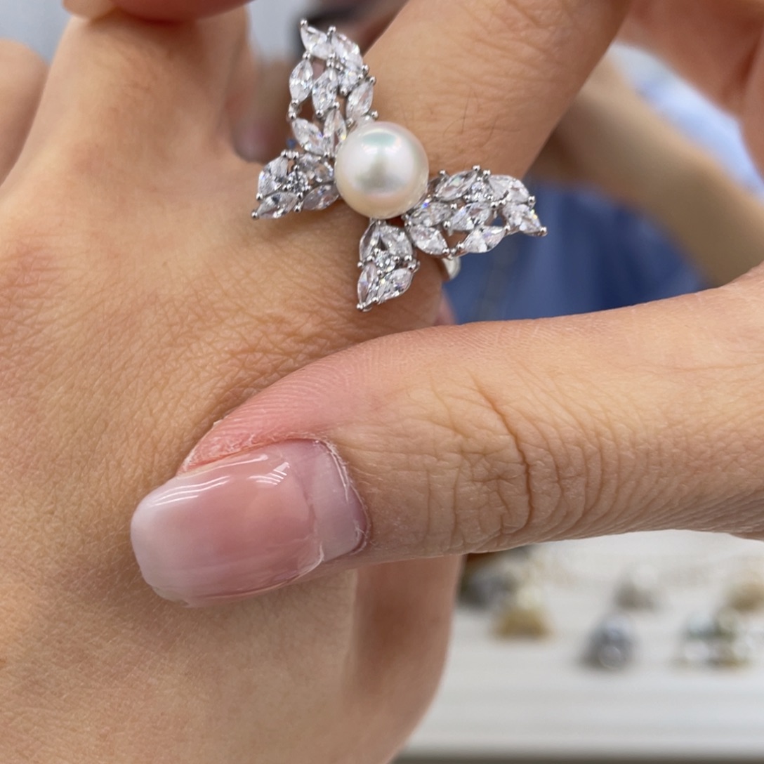 海水珍珠戒指银S925镶嵌