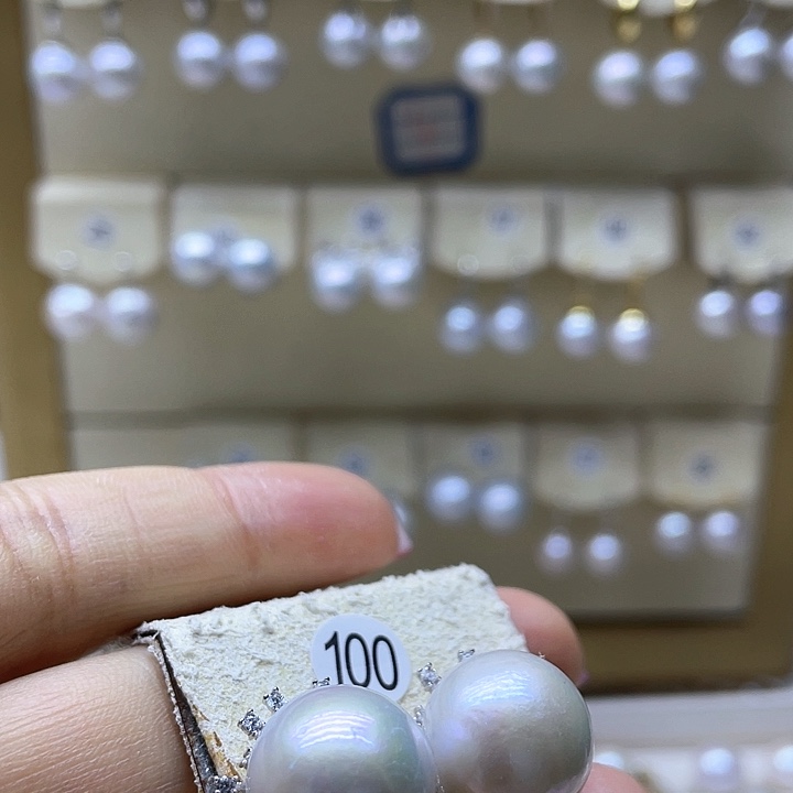 淡水珍珠耳饰银S925镶嵌