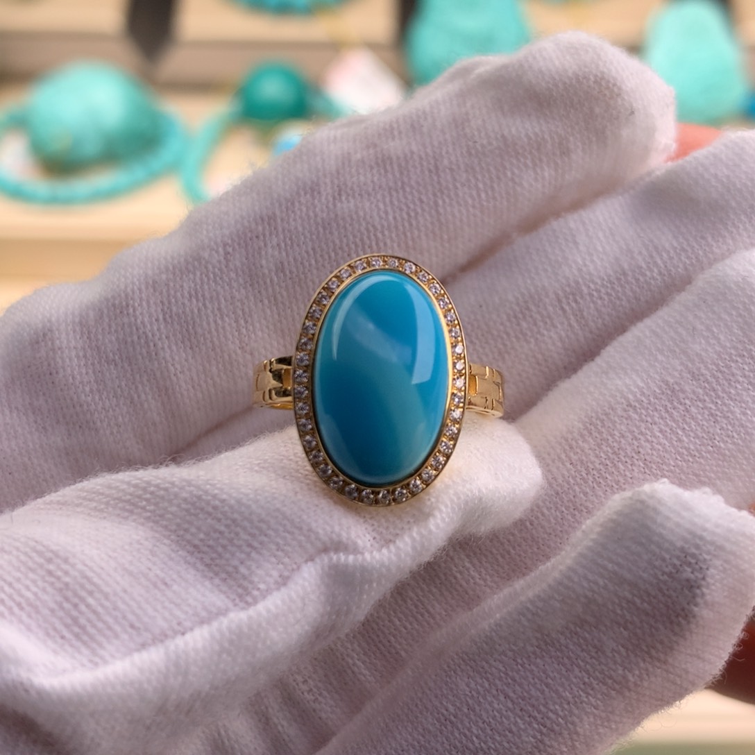 绿松石珠宝奇石18K金镶嵌