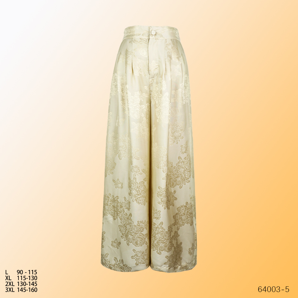 Li 2025新款女时尚优雅花团锦簇透气直筒阔腿休闲裤子64003-5