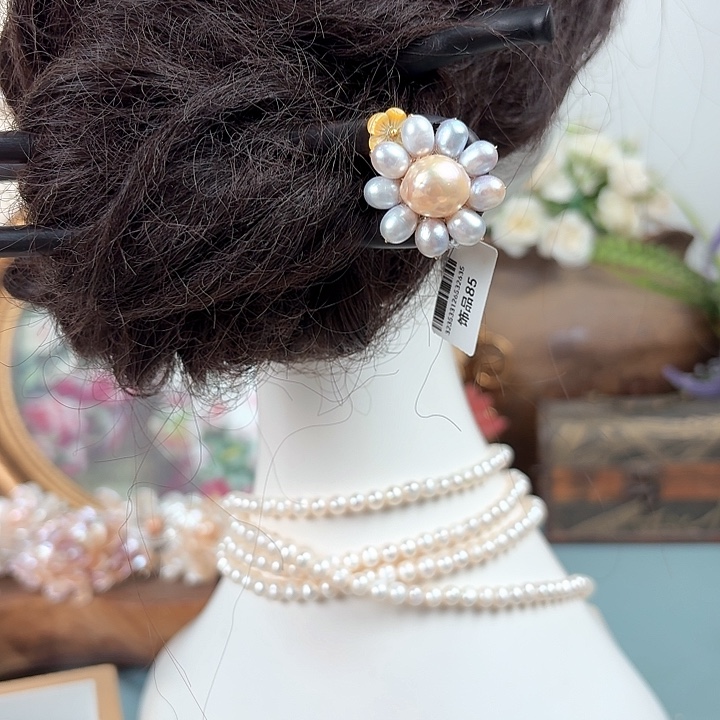 淡水珍珠发饰未镶嵌