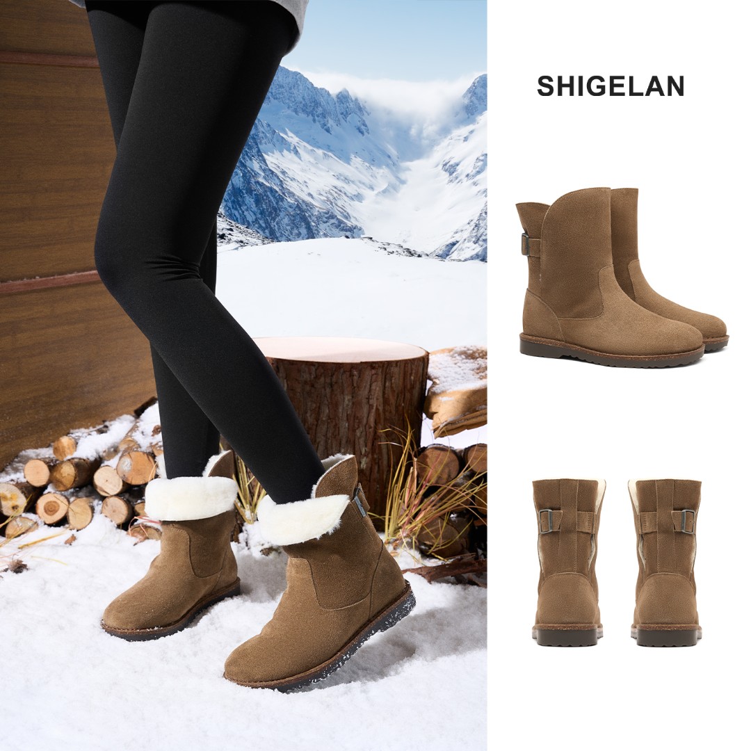 诗歌兰勃肯鞋女款2025新款爆款冬季加绒厚底气质雪地靴3339-3