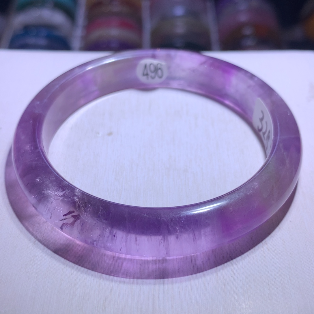 手镯银S925镶嵌水晶紫水60.3圈496