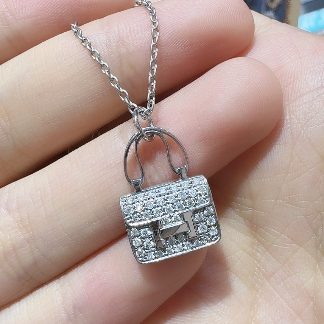 钻石项链18K金镶嵌包包项链