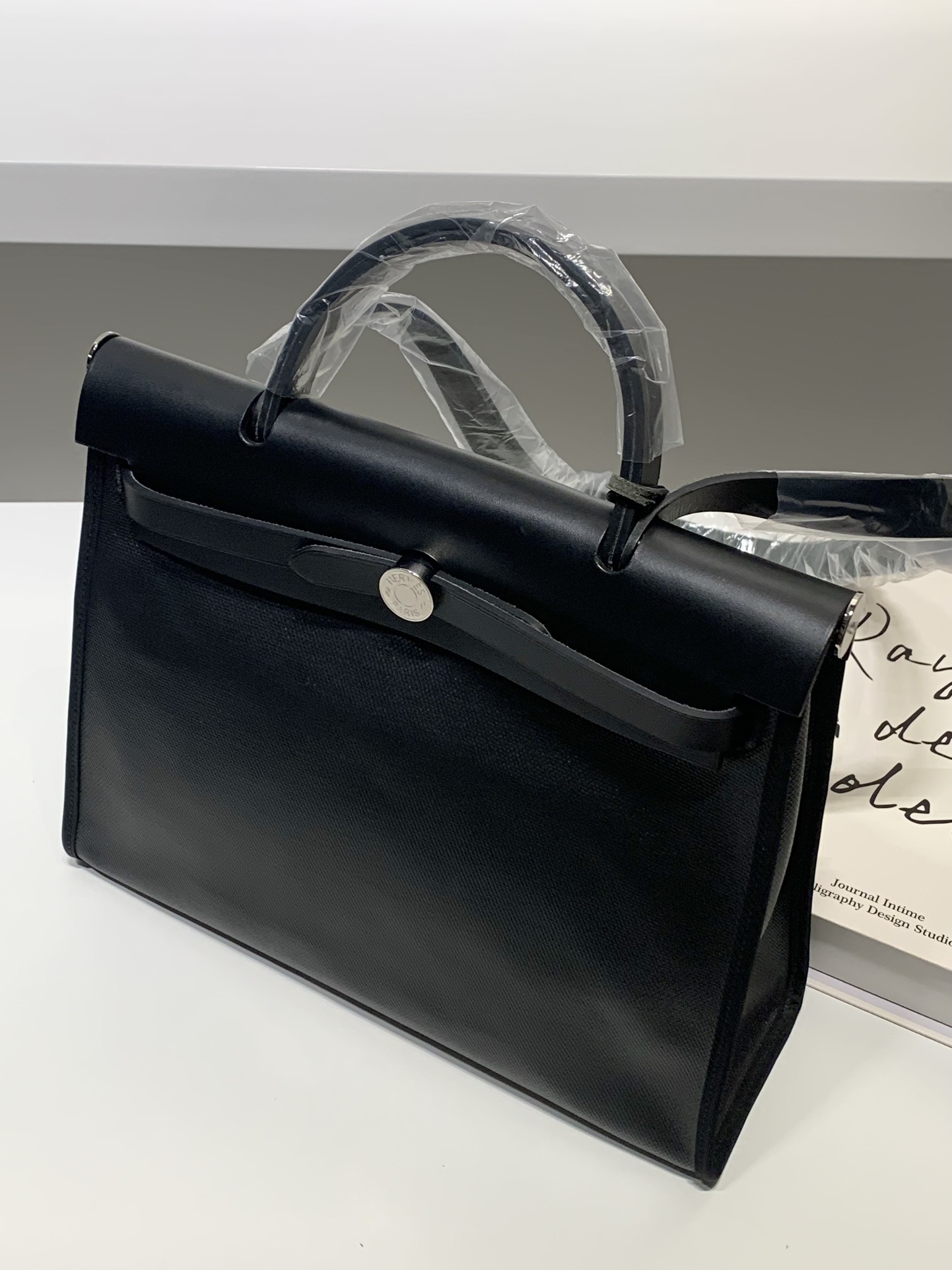 99新 Hermes/爱马仕 HIHI/爱马仕 黑银防水布herbag31 B刻 二店