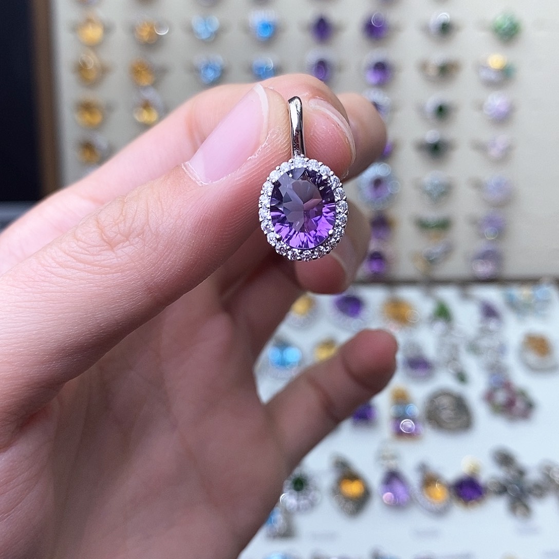 紫晶吊坠(不含链)银S925镶嵌（需要证书备注）