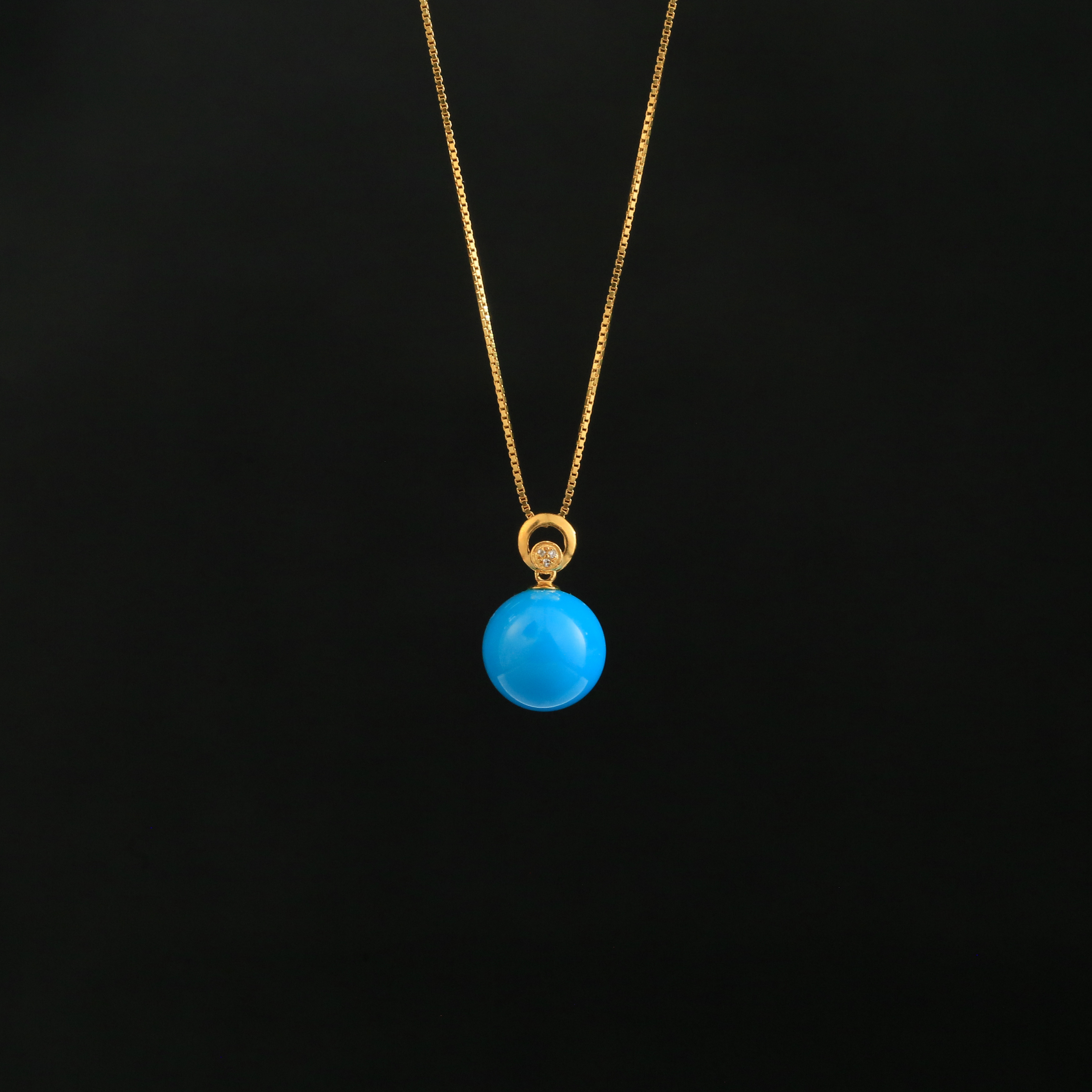 【闫闫专属】安曼博 18K金 绿松石睡美人圆珠吊坠 约10mm XZ0617BZ