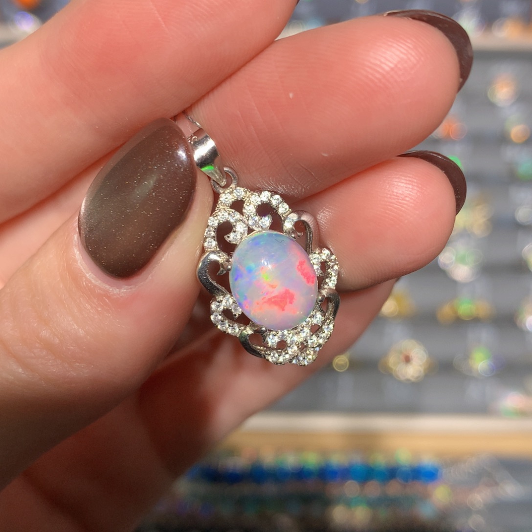 银S925镶嵌欧泊吊坠t