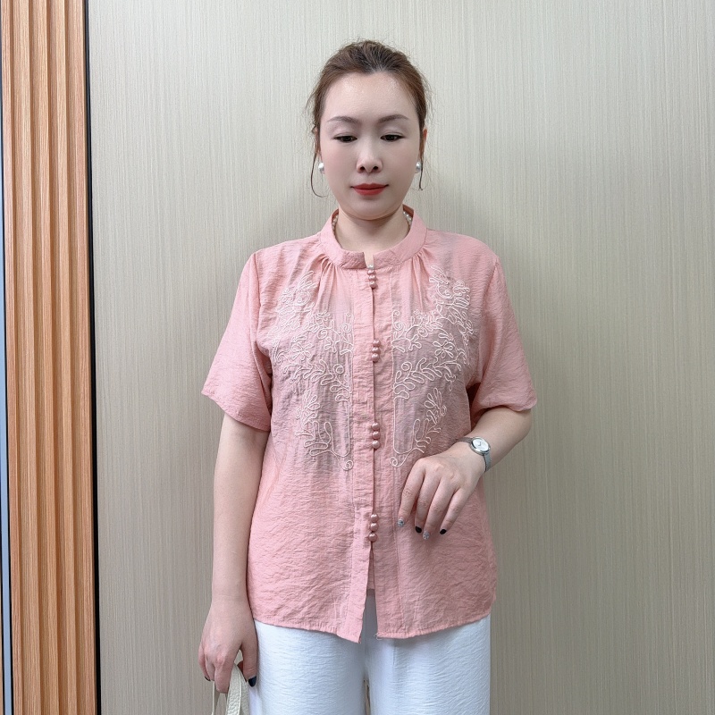 2025夏季新款妈妈装潮流短袖女新中式时尚中老年上衣服薄款小衫