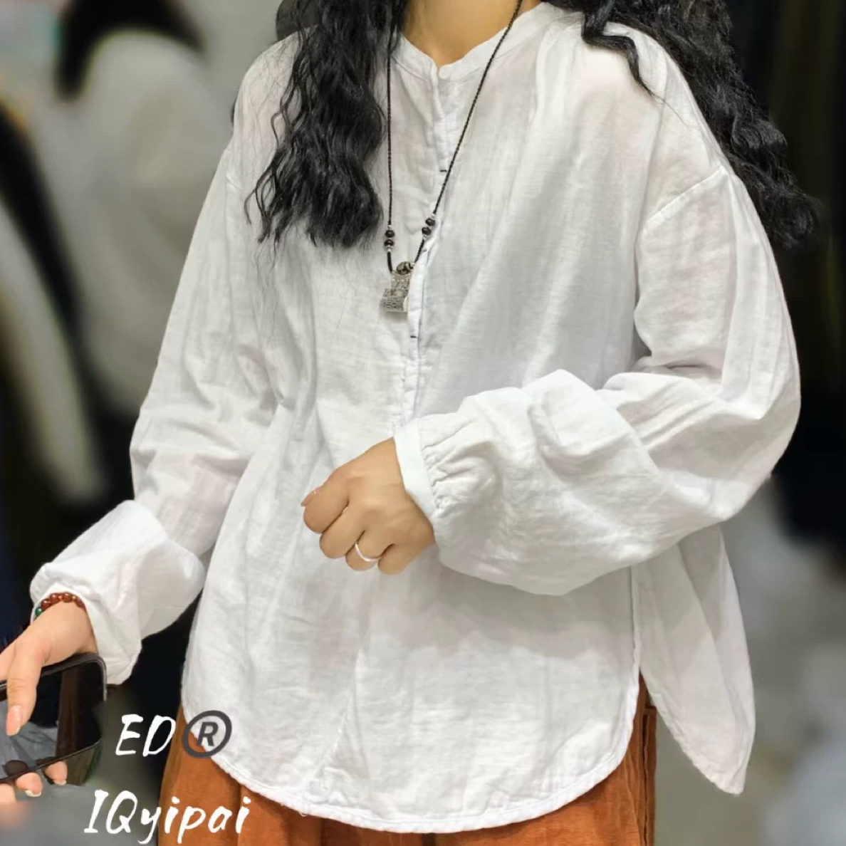 ED长袖纯色短款衬衣3626