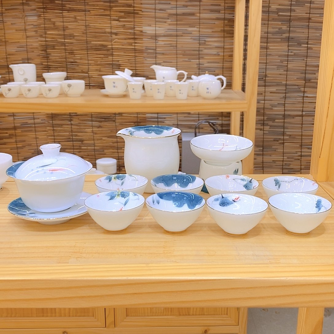 羊脂玉瓷茶具套装（带礼盒）