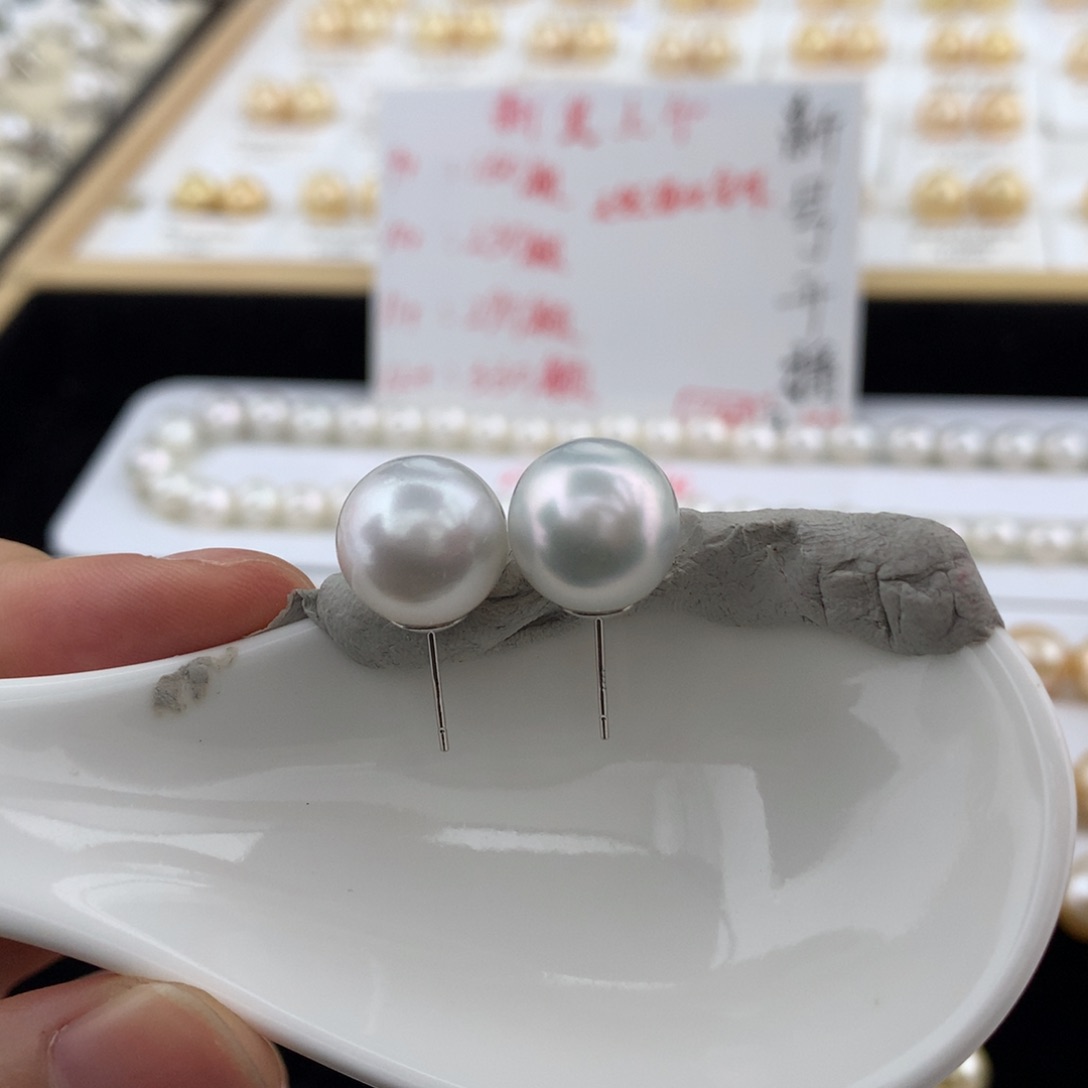 银S925镶嵌耳饰海水珍珠11.8mm