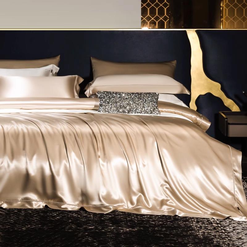 斯比奇帝王真丝四件套100%重磅桑蚕丝床单床笠被套定制高端丝绸床