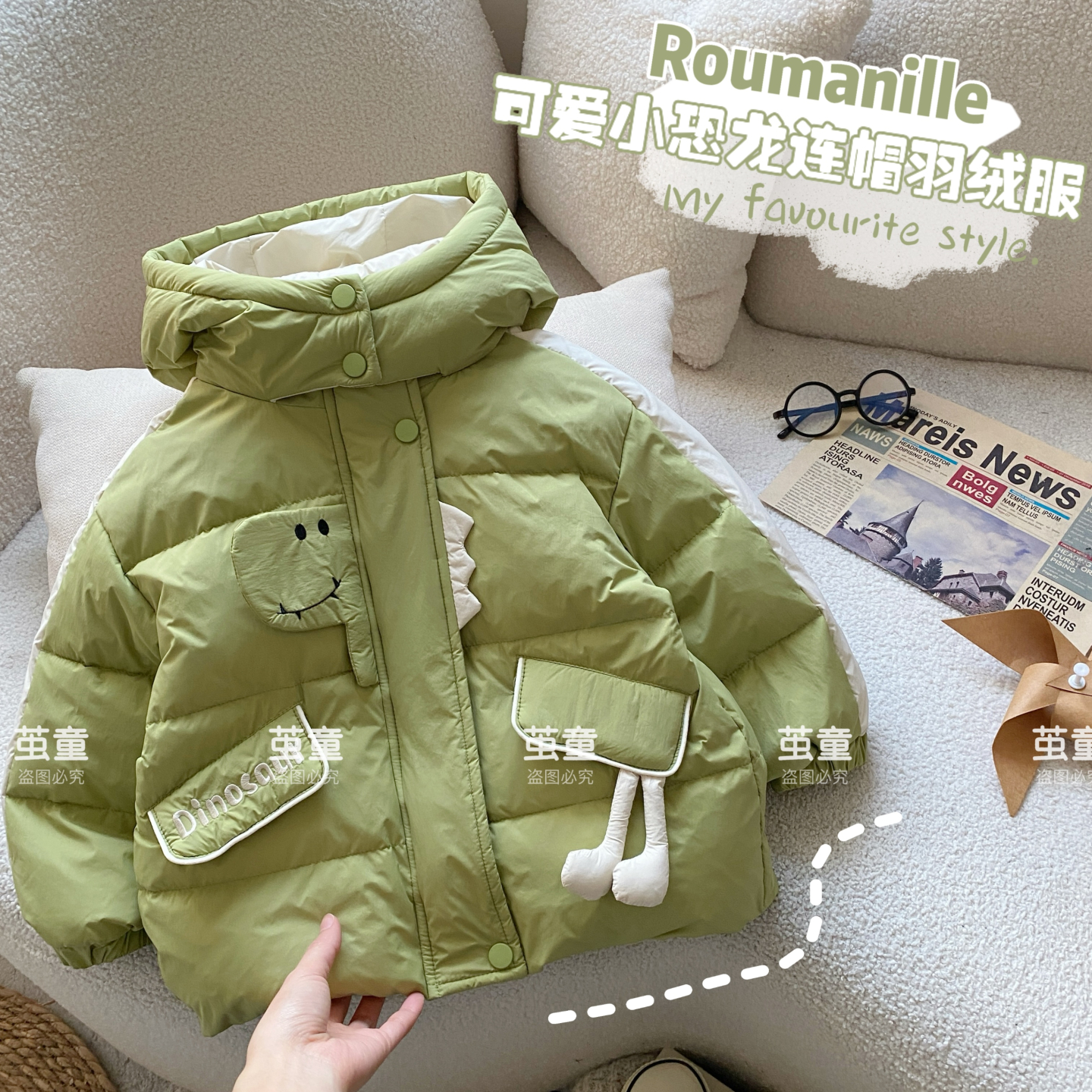 【麦麦妈】D350冬季小童小恐龙羽绒服外套新品男女宝宝保暖上衣