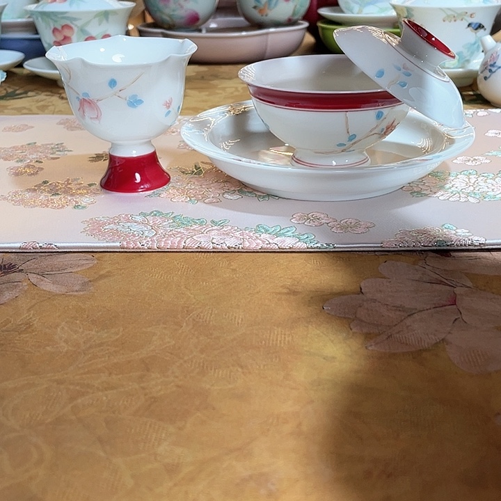 【闪购商品】玉兰风清盖碗➕壶承加杯