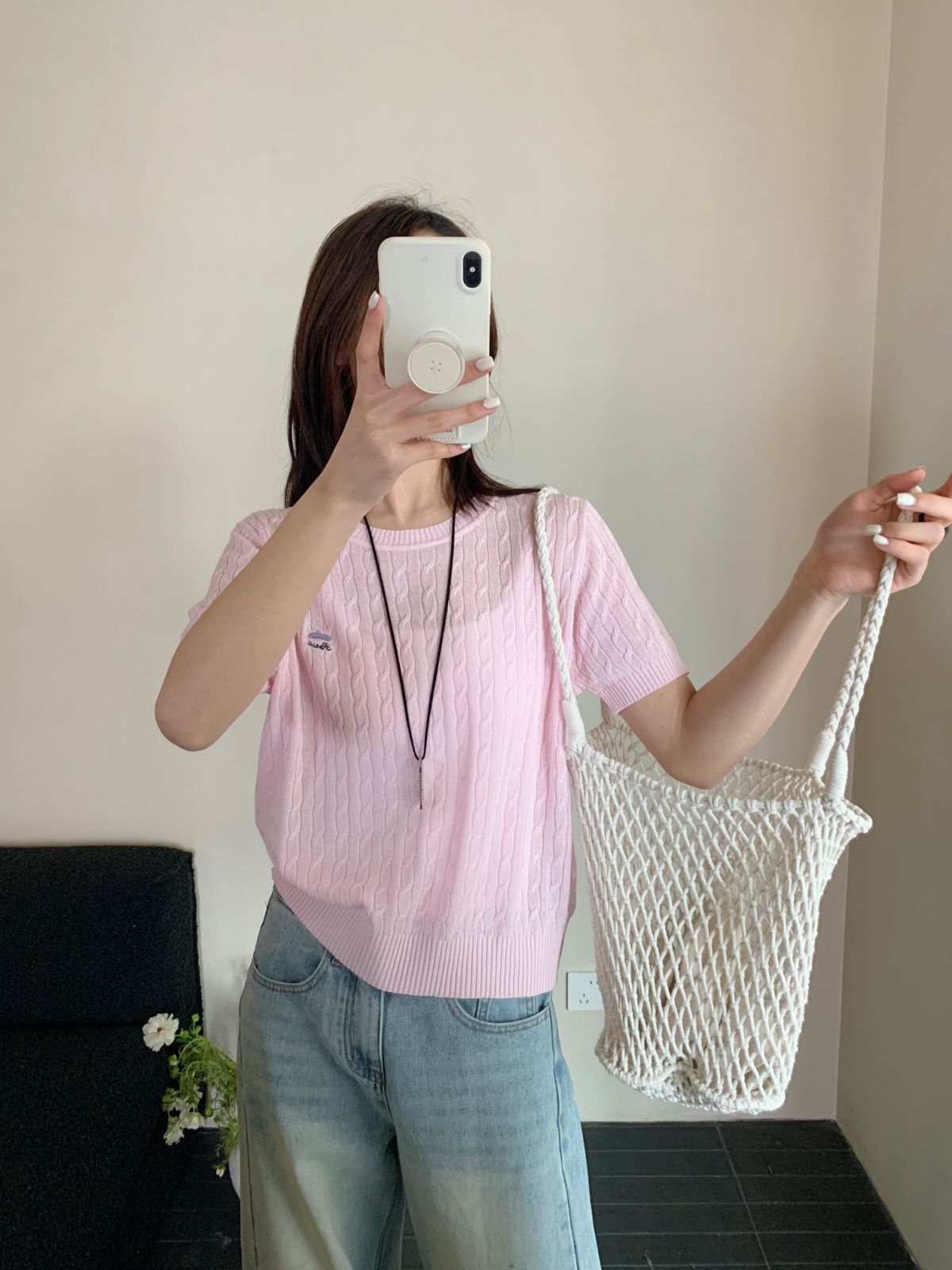 【素简.680157】春款上新天爽亚麻文艺小标女装针织衫（4.23福利）