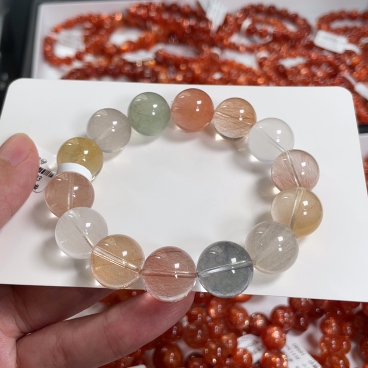 手链未镶嵌水晶彩兔毛14mm