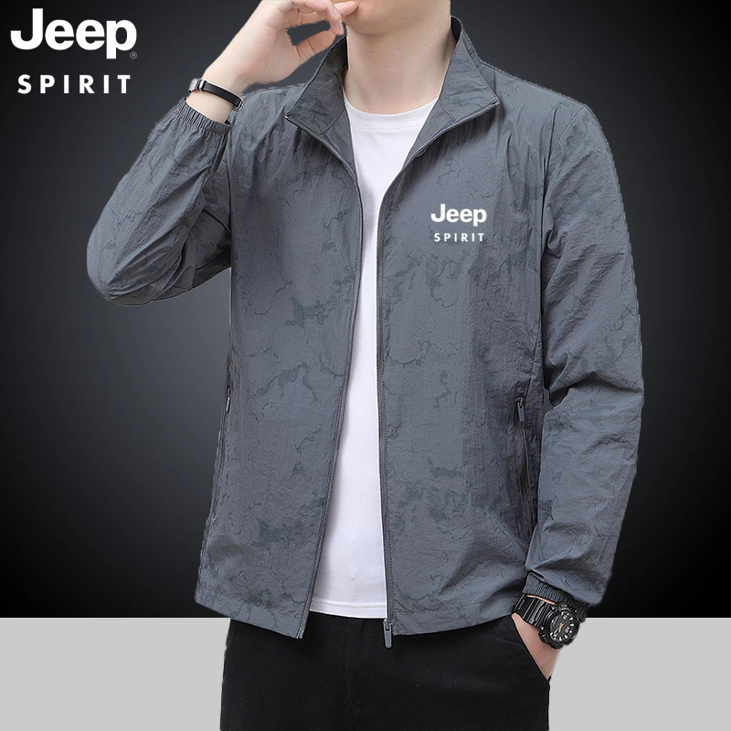 JEEP吉普夏季新款防晒服户外防紫外线冰丝透气速干皮肤衣男外套男