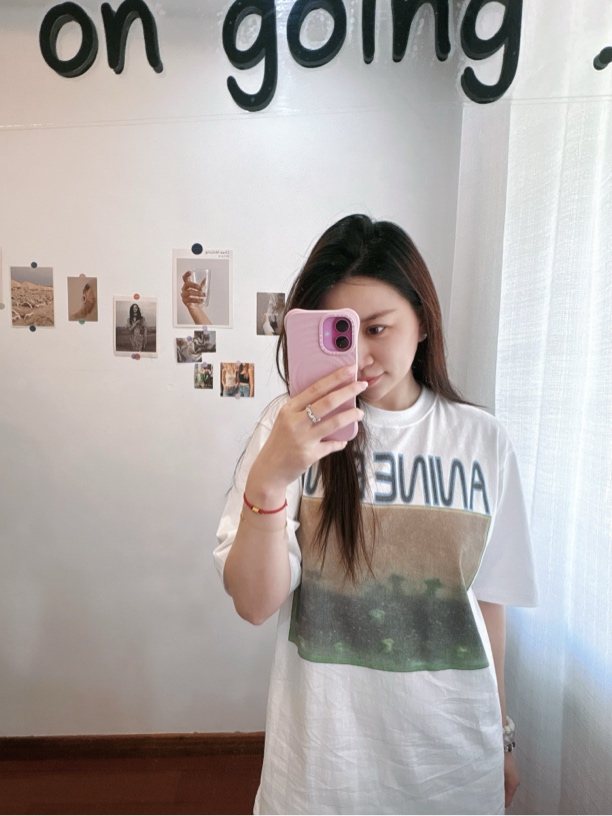 锦忆Hikikiki 美式复古水洗亲肤字母短袖T